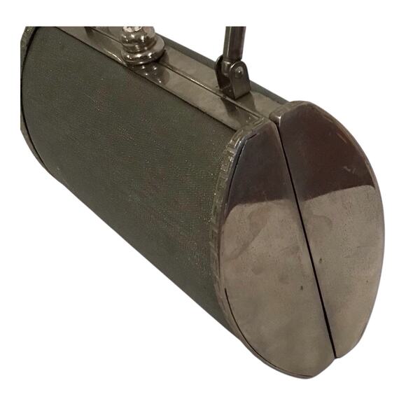 Vintage Silver Metal Clutch Purse Evening Handbag Top Handle 8.5x4 - Picture 9 of 16